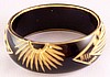 LG55 wide ivory celluloid carved bangle w blk overdye